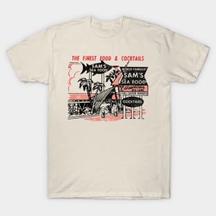 Tiki Bar, Sams Seafood Restaurant, Vintage Americana T-Shirt